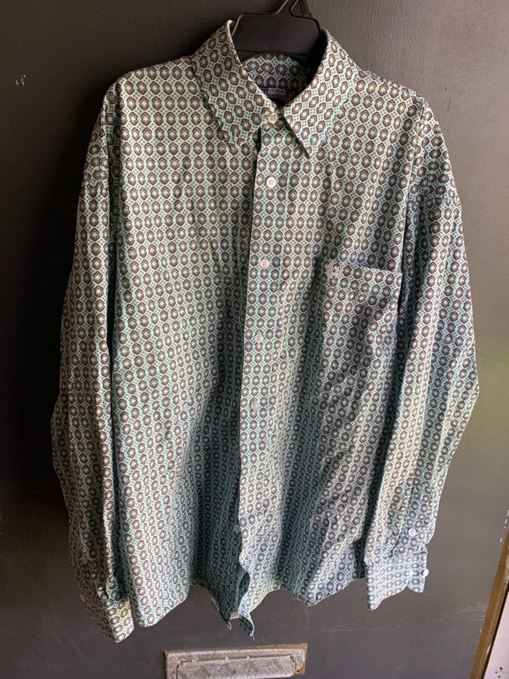 Panhandle Slim Green Geometric Print Button-Down Shirt